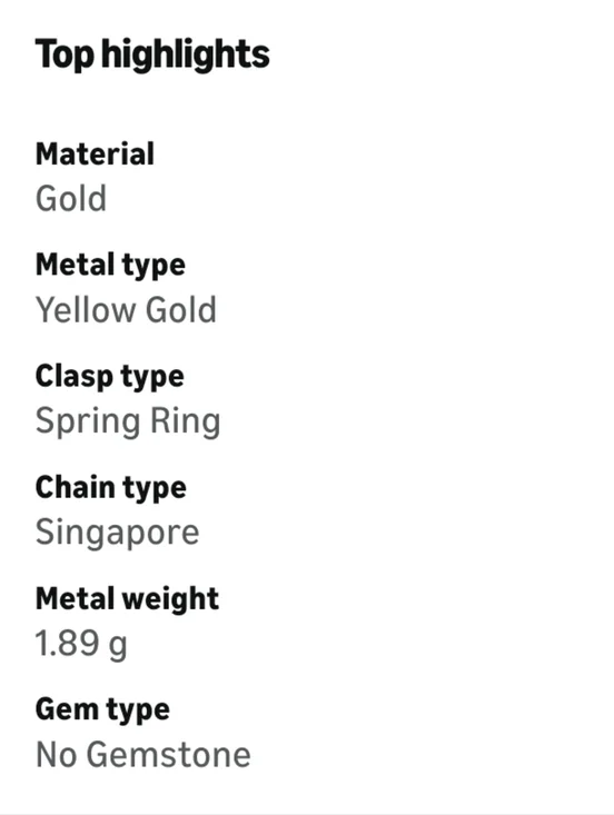 NIB 14K Solid Yellow 1mm Singapore Bar Chain 20" - Picture 11 of 14